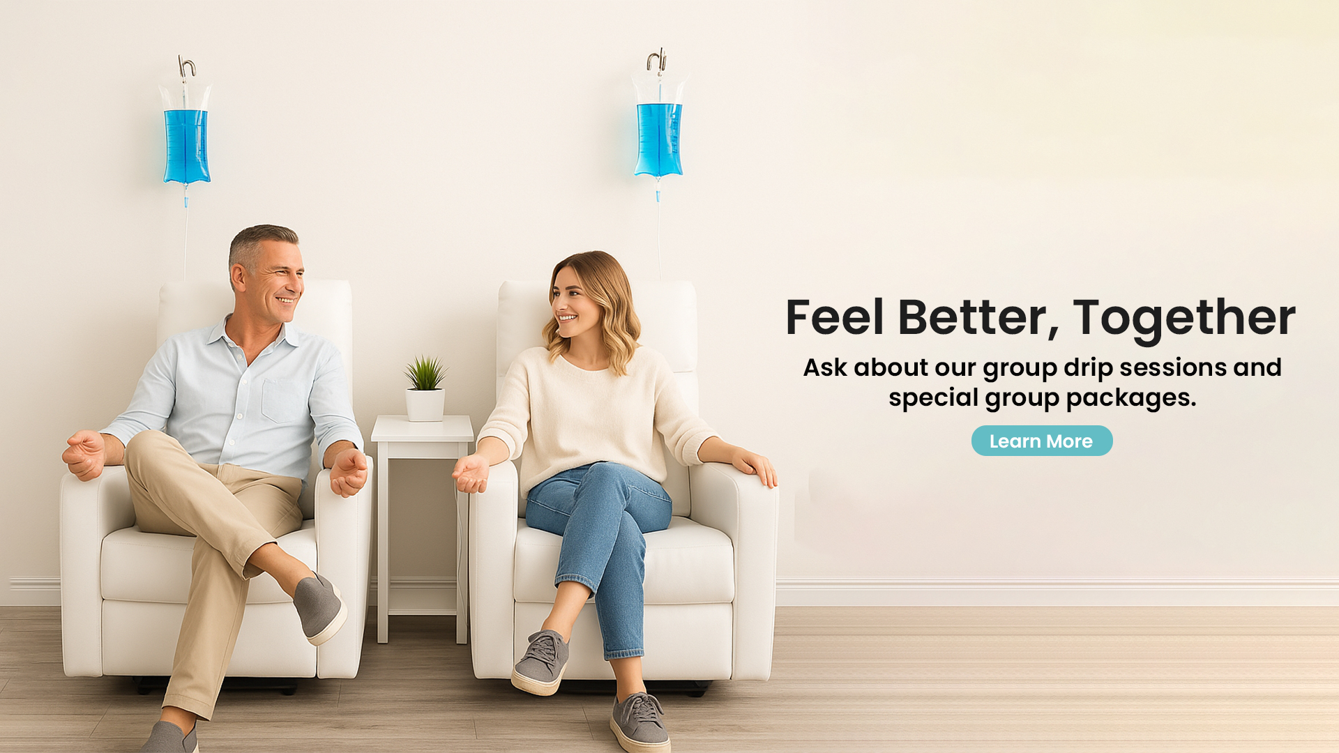 Man and woman receiving IV drip therapy together at Neovital Wellness in Sydney