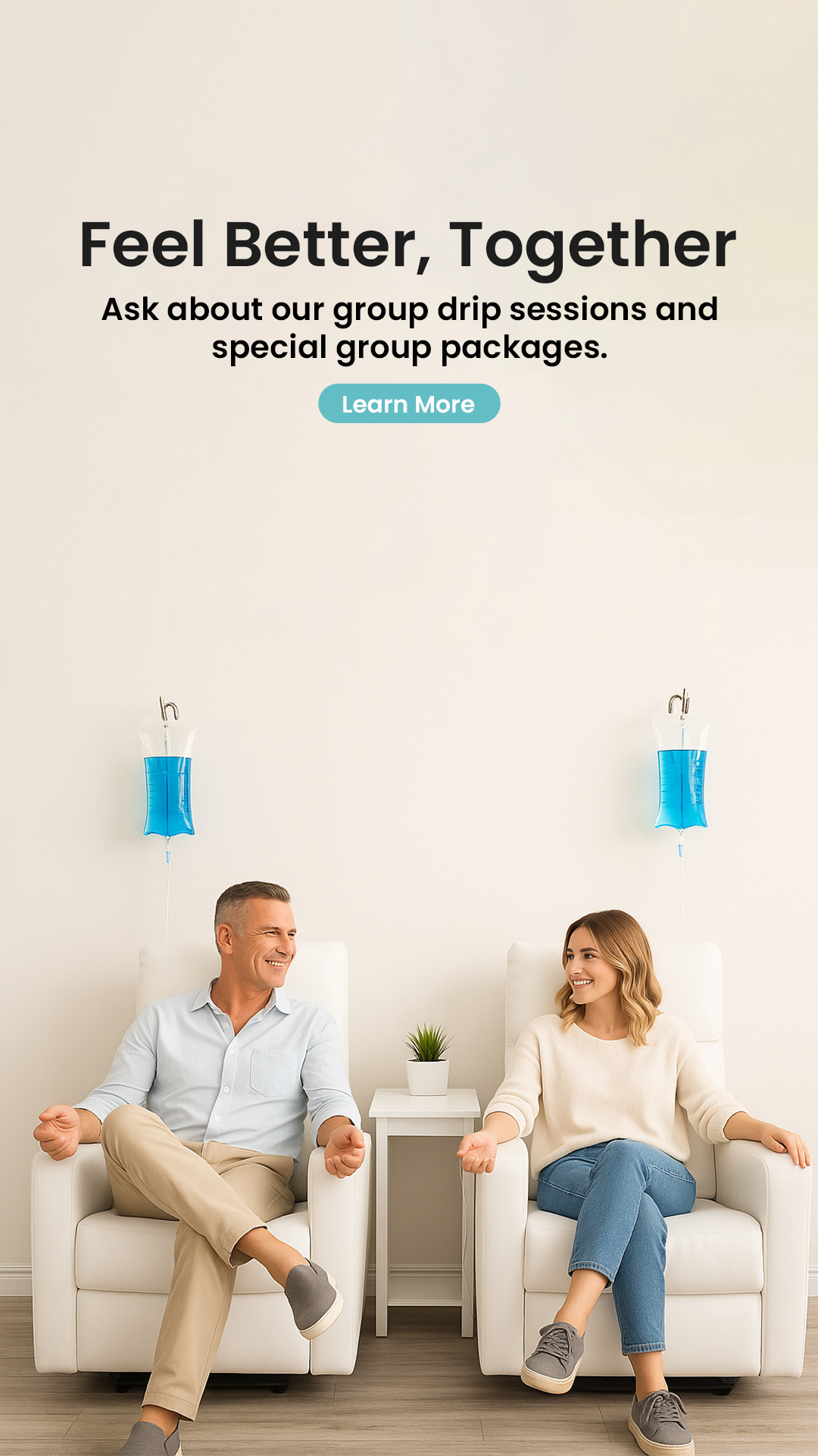 Man and woman receiving IV drip therapy together at Neovital Wellness in Sydney
